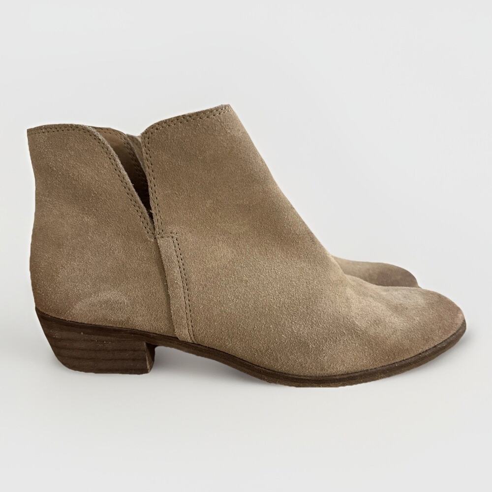 Splendid Hamptyn Suede Ankle Boots Womens 8.5 Taupe Beige Side Zip Booties